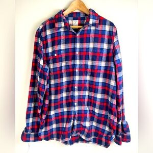 GAP Men's 100% Cotton Plaid Flannel Red White Blue Size XL America USA Patriotic